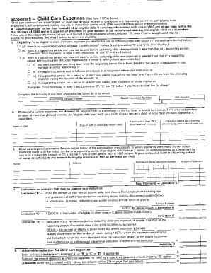 5004-S5 Schedule 5 - New Brunswick - T1 General 1987 - Child care expenses
