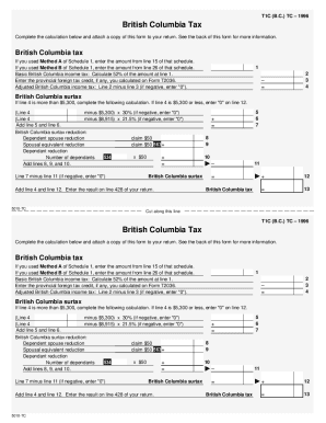 5010-TC T1 General 1996 T1C-TC - British Columbia - BC 479 5010-TC 5110-TC