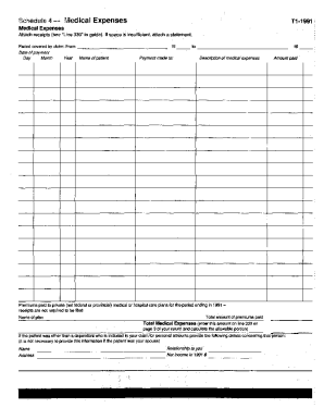 5010-S4 Schedule 4 - British Columbia - T1 General 1991 - Medical expenses
