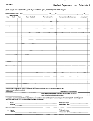 5010-S4 Schedule 4 - British Columbia - T1 General 1993 - Medical expenses