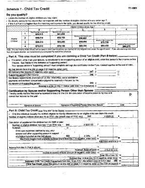 Schedule 7 - Child Tax Credit T1-1991
