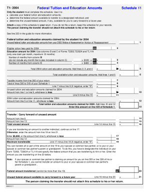 5000-S11 Schedule 11 - Common - T1 General 2004 - Newfoundland and Labrador