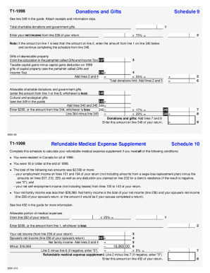 5000-S9 T1 General 1998 Schedule 9/10 - Common - Non-residents of Canada