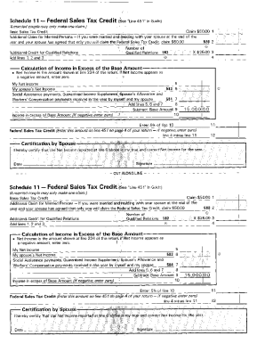 Schedule II - Federal Sales Tax Credit
