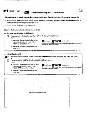 Canada Direct Deposit Request Form