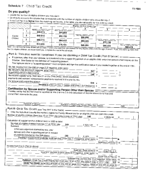 5004-S7 Schedule 7 - New Brunswick - T1 General 1991 - Child tax credit