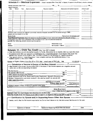 5004-S9 Schedule 9 - New Brunswick - T1 General 1986 - Medical Expenses