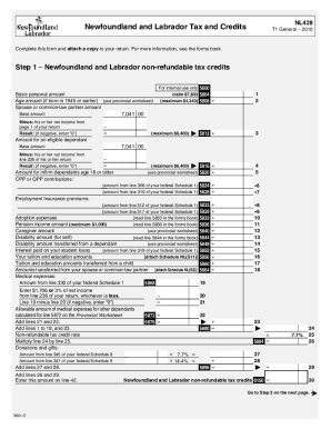 5001-C T1 General 2010 - NL428 - Newfoundland and Labrador Tax and Credits