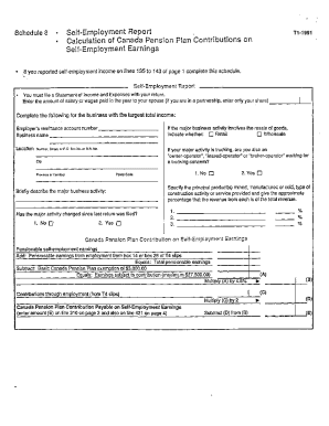 5009-S8 Schedule 8 - Alberta - T1 General 1991 - Self-employment report
