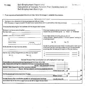 5009-S8 Schedule 8 - Alberta - T1 General 1992 - Self-employment report
