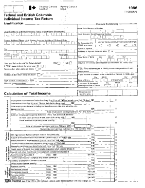 5010-R 1986 Federal and - British Columbia Individual lncome Tax Return