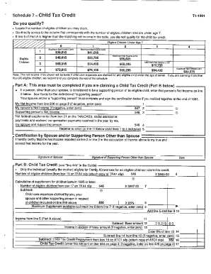 5008-S7 Schedule 7 - Saskatchewan - T1 General 1991 - Child tax credit