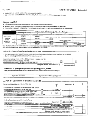 5008-S7 Schedule 7 - Saskatchewan - T1 General 1992 - Child tax credit