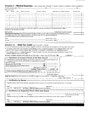 5008-S9 Schedule 9 - Saskatchewan - T1 General 1985 - Medical Expenses