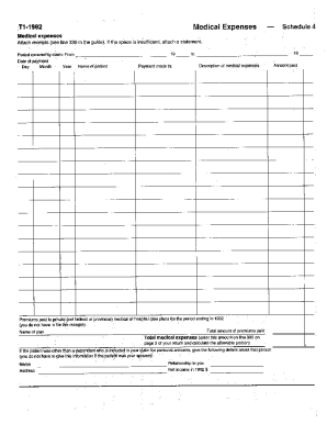 5003-S4 Schedule 4 - Nova Scotia - T1 General 1992 - Medical expenses