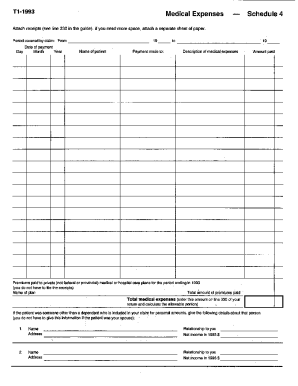5003-S4 Schedule 4 - Nova Scotia - T1 General 1993 - Medical expenses