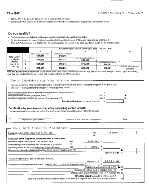 5003-S7 Schedule 7 - Nova Scotia - T1 General 1992 - Child tax credit