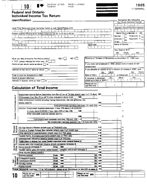5006-R T1 General 1985 - Income Tax and Benefit Return - Ontario Only