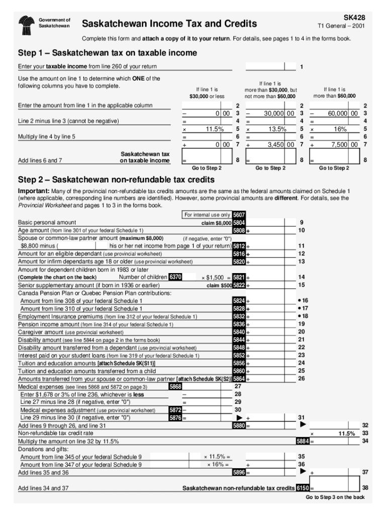 Fillable Online 5008-C SK 428 - Saskatchewan Income Tax and Credits ...