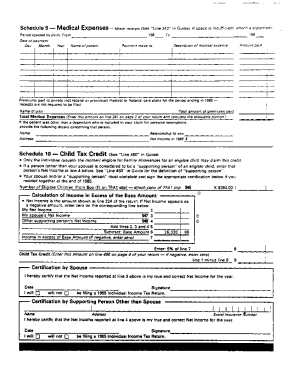 5006-S9 Schedule 9 - Ontario - T1 General 1985 - Medical Expenses