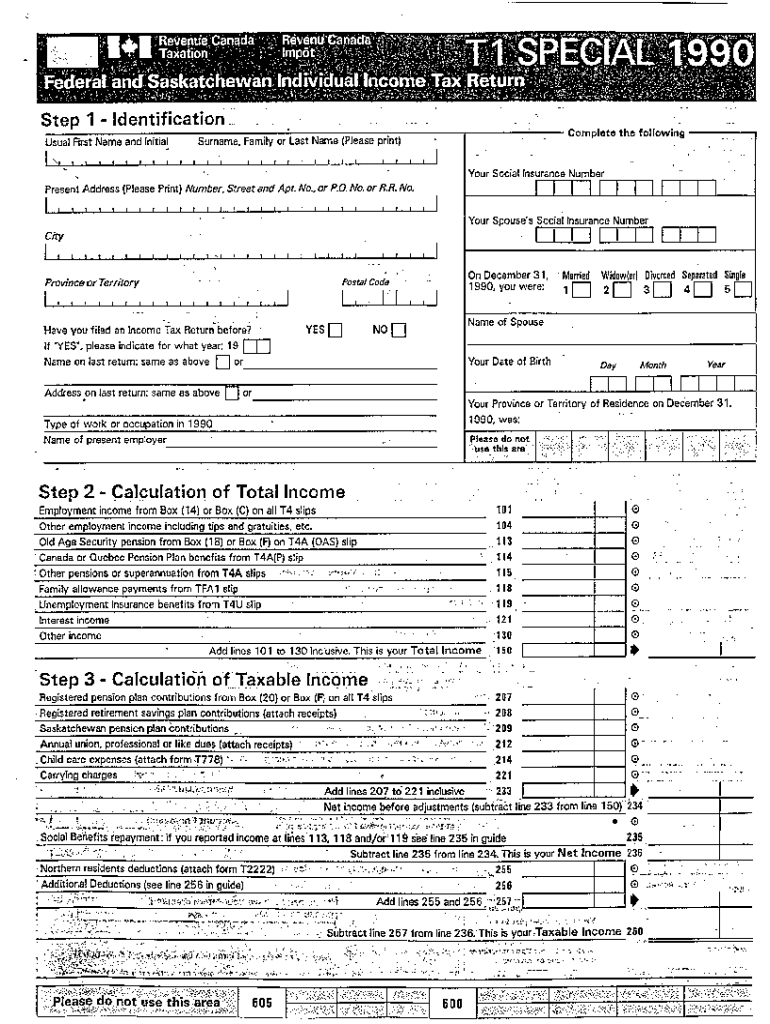 Fillable Online 5008RS T1 General 1990 tax special return