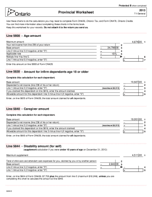 5006-D T1 General 2013 - Provincial Worksheet - Ontario pdfFiller
