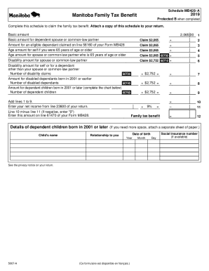 5007-A Schedule MB428–A - Manitoba Family Tax Benefit - 2019