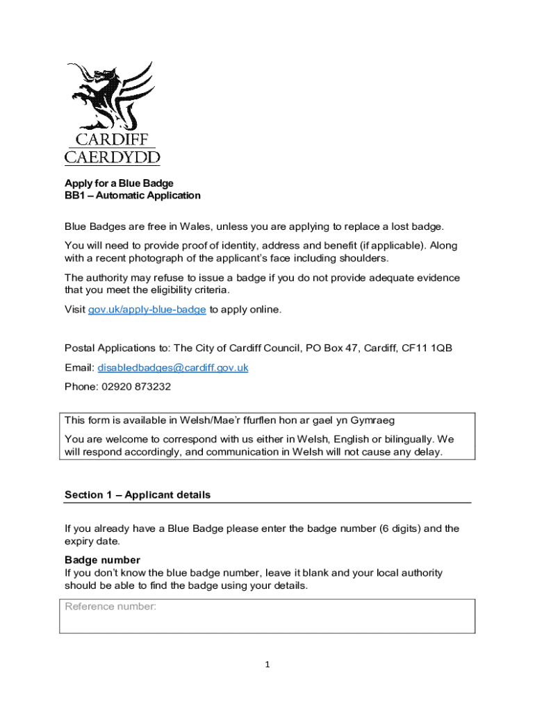 Fillable online applying for a blue badge citizens advice fax email