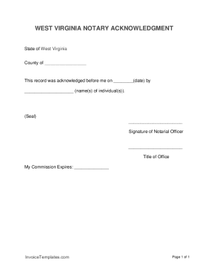 WV Notary Acknowledgement - Fill and Sign Printable ...
