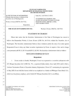 Wesley J. Evans - Statement of Charges - S-20-3019-21-SC01. Wesley J. Evans - Statement of Charges - S-20-3019-21-SC01