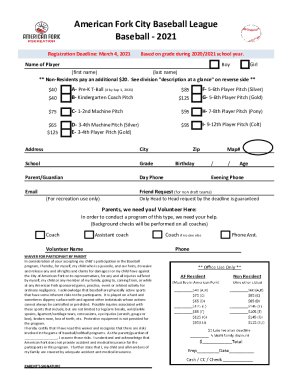 Fillable Online Baseball Registration Form 2021.pdf Fax Email Print ...