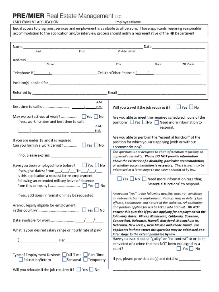 Fillable Online Application for Employment - Texas Fax Email Print ...
