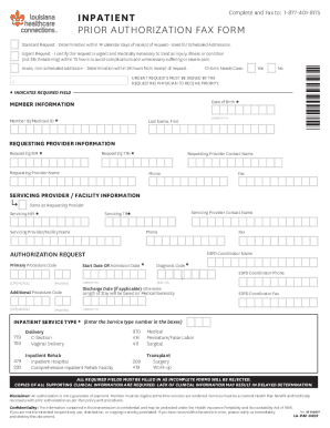 LHC - Inpatient Prior Authorization Fax Form. Inpatient Prior Authorization Fax Form
