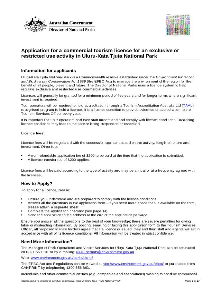 Tourism licence application Doc Template pdfFiller