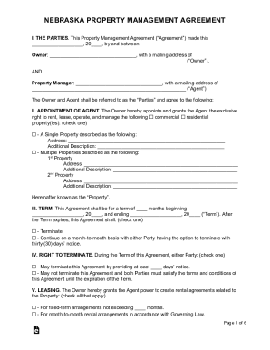Nebraska Property Management Agreement