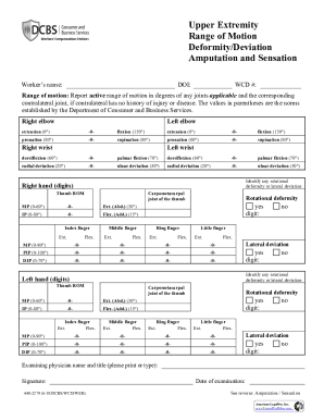 Range of Motion . . . Upper Extremity. Closing examination, Form 2279