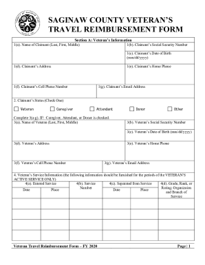 Fillable Online Veteran travel reimbursement form (003) Fax Email Print ...