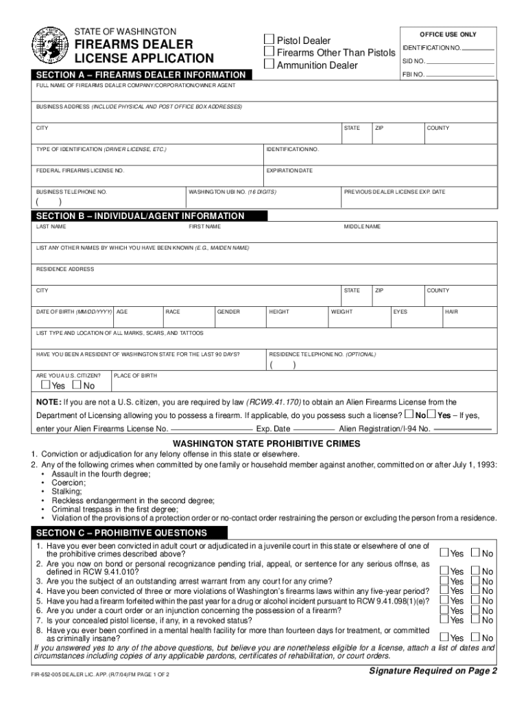 Fillable Online cms Firearms Dealer Licenses South Sound