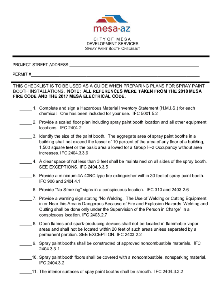 Fillable Online Spray Booth Checklist Fax Email Print pdfFiller