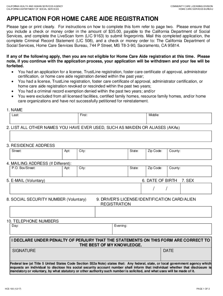 home care aide registration Preview on Page 1