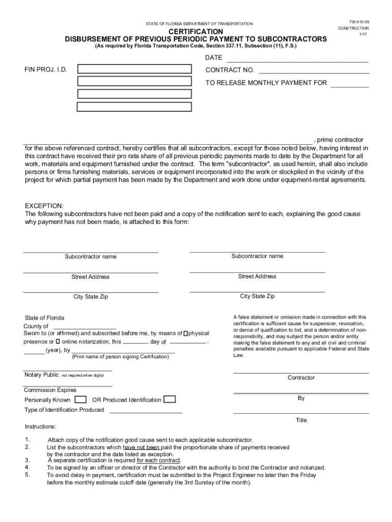Fillable Online CERTIFICATION DISBURSEMENT OF PREVIOUS PERIODIC Fax