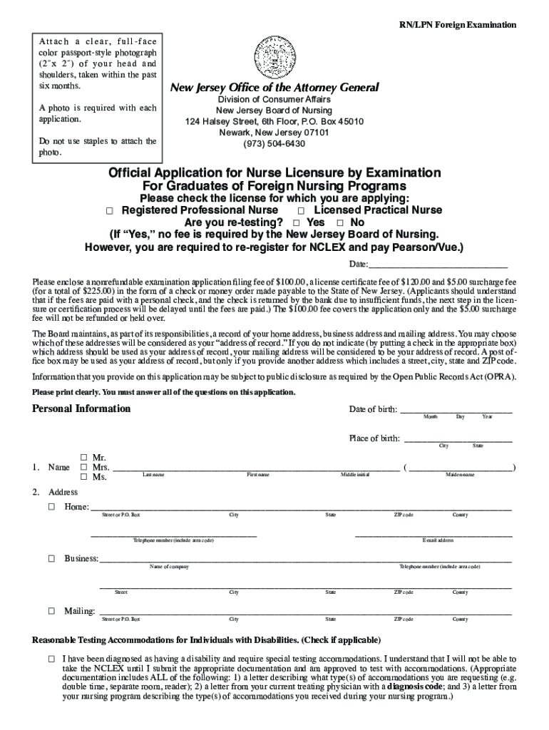 Nursing - New Jersey Division of Consumer Affairs Preview on Page 1