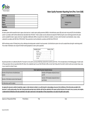 Water Quality Parameter Reporting Form (Prev. Form 5108)