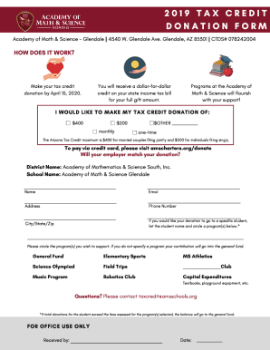 Fillable Online Glendale 2019 Arizona School Tax Credit Donation Form ...