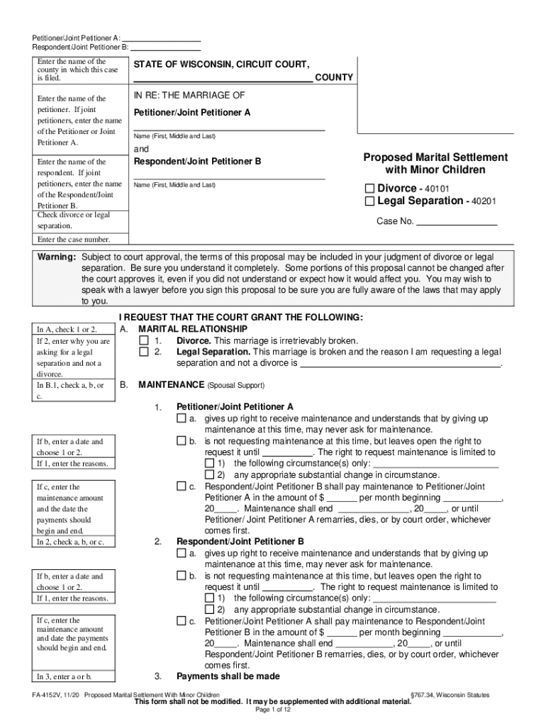 marital settlement agreement wisconsin Preview on Page 1