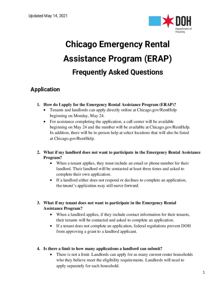 Fillable Online Chicago Emergency Rental Assistance Program (ERAP) Fax