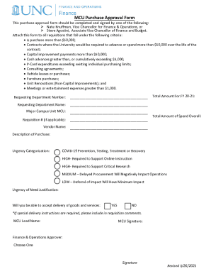 Fillable Online MCU Purchase Approval Form - Finance and Budget Fax ...