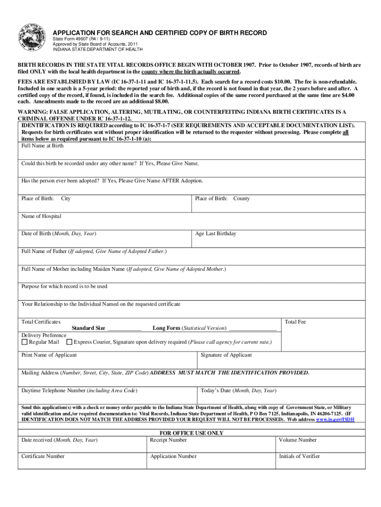 Indiana State Form 49607 Fill Out Sign Online DocHub
