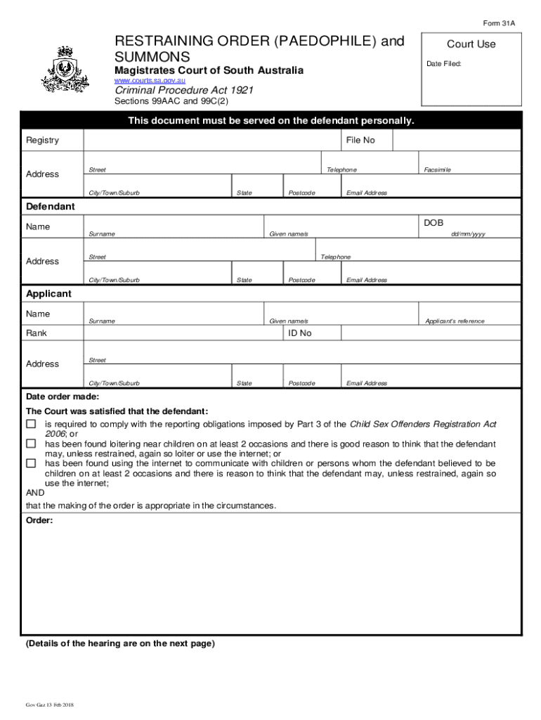 Restraining Order Template Fill Out Sign Online DocHub