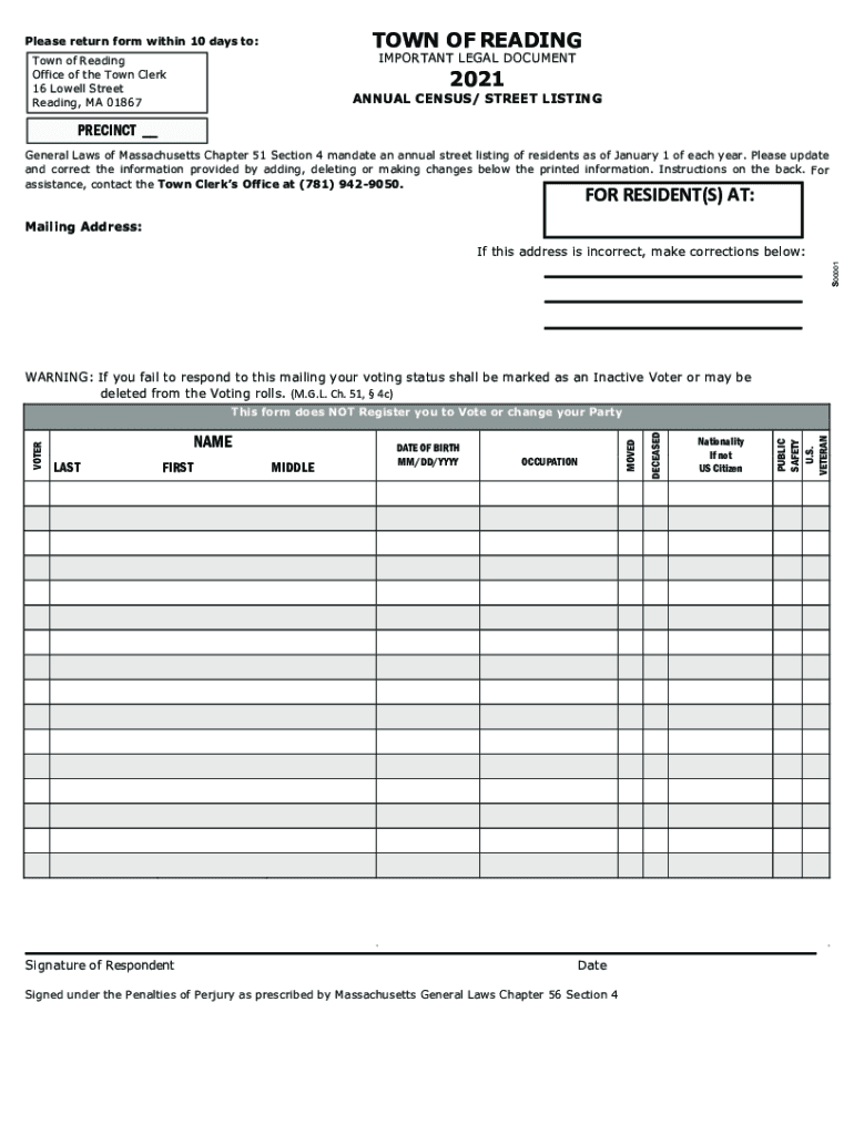 Fillable Online Reading 2021 Census Form.docx Fax Email Print - pdfFiller